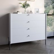 Комод із 4 шухлядами LION Wood із чорними ніжками 100х90х45 см Німфея Альба (білий) (LION-042983) ТОП Комод із 4 шухлядами LION Wood із чорними ніжками 100х90х45 см Німфея Альба (білий) (LION-042983) ТОП