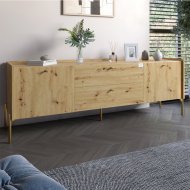 Тумба під телевізор з шухлядами LION Wood з золотими ніжками 160х65х40 см Дуб Артизан (LION-043113) Тумба під телевізор з шухлядами LION Wood з золотими ніжками 160х65х40 см Дуб Артизан (LION-043113)