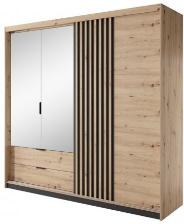 Шафа напівкупе для одягу Perfect Home Таллі / Tally 4-дверна з дзеркалом 4D2S/220 Дуб артизан/антрацит (PFH-091097) Шафа напівкупе для одягу Perfect Home Таллі / Tally 4-дверна з дзеркалом 4D2S/220 Дуб артизан/антрацит (PFH-091097)
