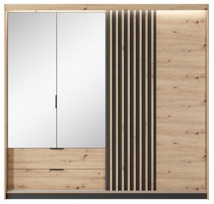 Шафа напівкупе для одягу Perfect Home Таллі / Tally 4-дверна з дзеркалом 4D2S/220 Дуб артизан/антрацит (PFH-091097) Шафа напівкупе для одягу Perfect Home Таллі / Tally 4-дверна з дзеркалом 4D2S/220 Дуб артизан/антрацит (PFH-091097)