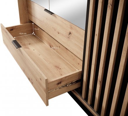 Шафа напівкупе для одягу Perfect Home Таллі / Tally 4-дверна з дзеркалом 4D2S/220 Дуб артизан/антрацит (PFH-091097) Шафа напівкупе для одягу Perfect Home Таллі / Tally 4-дверна з дзеркалом 4D2S/220 Дуб артизан/антрацит (PFH-091097)