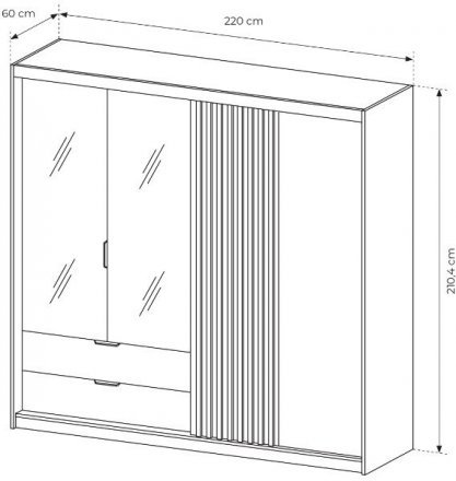 Шафа напівкупе для одягу Perfect Home Таллі / Tally 4-дверна з дзеркалом 4D2S/220 Дуб артизан/антрацит (PFH-091097) Шафа напівкупе для одягу Perfect Home Таллі / Tally 4-дверна з дзеркалом 4D2S/220 Дуб артизан/антрацит (PFH-091097)