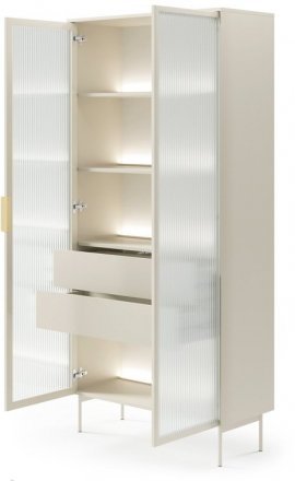 Вітрина висока з підсвіткою Perfect Home Лумі / Lumi 2D2S/91 2-дверна з 2 шухлядами Кашемір (PFH-091382)