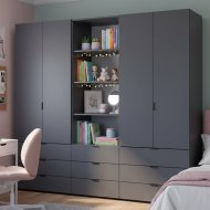Шафа для одягу Doros Гелар Графіт 2+2ДСП з пеналом 215х49.5х203.4 (DRS-011916) Шафа для одягу Doros Гелар Графіт 2+2ДСП з пеналом 215х49.5х203.4 (DRS-011916)