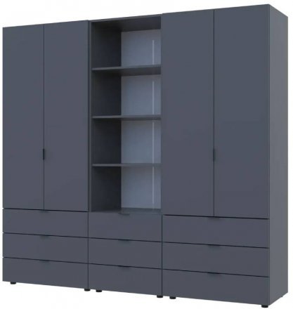 Шафа для одягу Doros Гелар Графіт 2+2ДСП з пеналом 215х49.5х203.4 (DRS-011916)