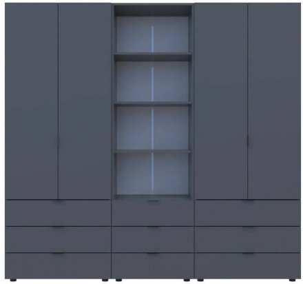 Шафа для одягу Doros Гелар Графіт 2+2ДСП з пеналом 215х49.5х203.4 (DRS-011916)