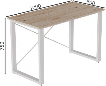 Письмовий стіл Ferrum-decor Драйв 750x1000x600 Білий метал ДСП Дуб Сан-Марино 32 мм (FRD-103311)
