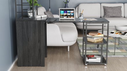 Стіл-тумба трансформер Смарт 3/1 з етажеркою Ferrum-decor 1430x1450x500 Чорний метал ДСП Сосна Кембра 16 мм (FRD-105111) Стіл-тумба трансформер Смарт 3/1 з етажеркою Ferrum-decor 1430x1450x500 Чорний метал ДСП Сосна Кембра 16 мм (FRD-105111)