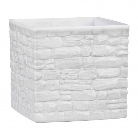 Кашпо для квітів Stone Look кераміка 18" білий куб 63425 Кашпо для квітів Stone Look кераміка 18" білий куб 63425
