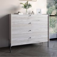 Комод із 4 шухлядами LION Wood із чорними ніжками 100х90х45 см Самоа Димчастий (LION-042985) Комод із 4 шухлядами LION Wood із чорними ніжками 100х90х45 см Самоа Димчастий (LION-042985)