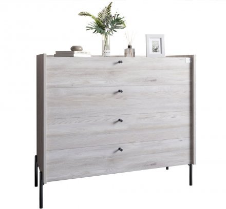 Комод із 4 шухлядами LION Wood із чорними ніжками 100х90х45 см Самоа Димчастий (LION-042985) Комод із 4 шухлядами LION Wood із чорними ніжками 100х90х45 см Самоа Димчастий (LION-042985)