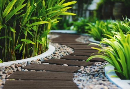 Декор доріжок для саду 25х60 см коричневий шпали