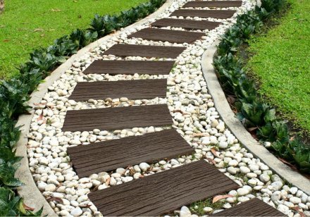 Декор доріжок для саду 25х60 см коричневий шпали