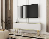 Тумба під телевізор Perfect Home Оро / Oro 2-дверна з золотими ніжками RTV135 Білий (PFH-091313)