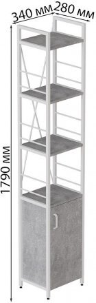 Етажерка 4/34 Ferrum-decor Серії Конект із тумбою 179x34x28 Білий ДСП Бетон (FRD-104476)