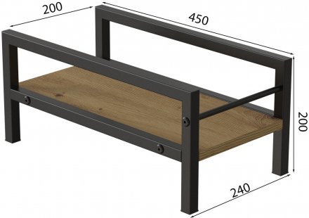 Підставка для системного блоку Ferrum-decor Нікі 21x24x45 Чорний ДСП Дуб Артизан 16мм (FRD-105291)