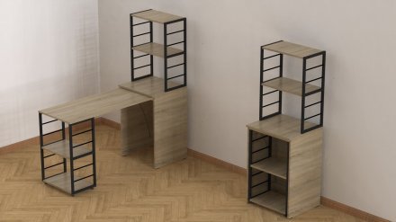 Стіл-тумба трансформер Смарт 3/1 з етажеркою Ferrum-decor 1430x1450x500 Чорний метал ДСП Дуб Сонома 16 мм (FRD-105112) Стіл-тумба трансформер Смарт 3/1 з етажеркою Ferrum-decor 1430x1450x500 Чорний метал ДСП Дуб Сонома 16 мм (FRD-105112)