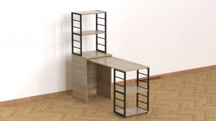 Стіл-тумба трансформер Смарт 3/1 з етажеркою Ferrum-decor 1430x1450x500 Чорний метал ДСП Дуб Сонома 16 мм (FRD-105112) Стіл-тумба трансформер Смарт 3/1 з етажеркою Ferrum-decor 1430x1450x500 Чорний метал ДСП Дуб Сонома 16 мм (FRD-105112)