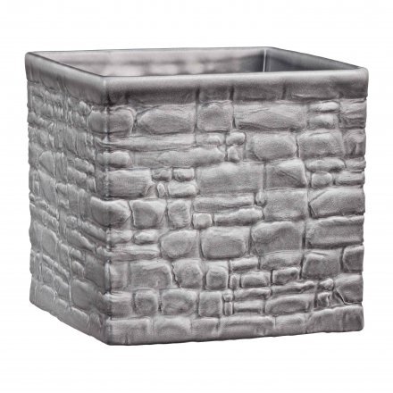 Кашпо для квітів Stone Look кераміка 18" бетонний куб 63421 Кашпо для квітів Stone Look кераміка 18" бетонний куб 63421