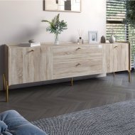 Тумба під телевізор з шухлядами LION Wood з золотими ніжками 160х65х40 см Дуб Сонома (LION-043115) Тумба під телевізор з шухлядами LION Wood з золотими ніжками 160х65х40 см Дуб Сонома (LION-043115)