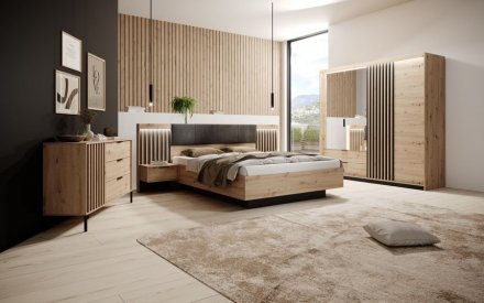 Ліжко (каркас) Perfect Home Таллі / Tally 160 з м'яким ізголів'ям двоспальне Дуб артизан/антрацит (PFH-091099) Ліжко (каркас) Perfect Home Таллі / Tally 160 з м'яким ізголів'ям двоспальне Дуб артизан/антрацит (PFH-091099)