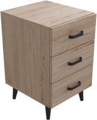 Тумба Віва 3 на конусних ніжках Ferrum-decor 56,5x35x40 Чорний метал ДСП Дуб Сан-Марино 16 мм (FRD-106822)