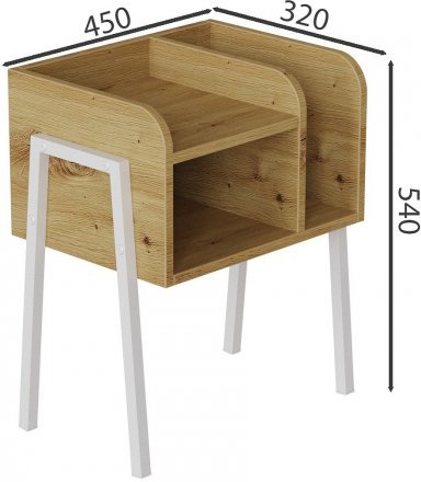 Тумба модульна Ferrum-decor Амелі 540x450x320 метал Білий ДСП Дуб Дуб Артизан 16 мм (FRD-103016)
