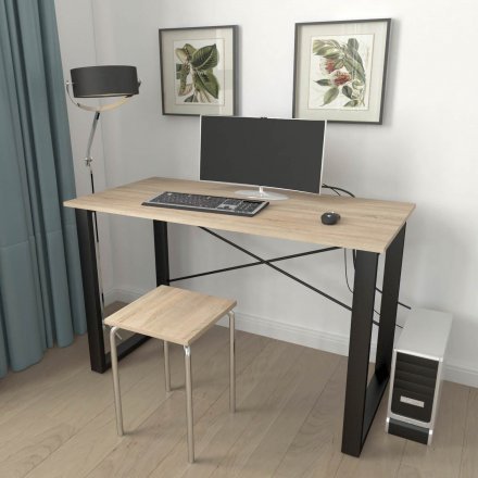Письмовий стіл Ferrum-decor Драйв 750x1400x700 Чорний метал ДСП Дуб Сонома 16 мм (FRD-103195)