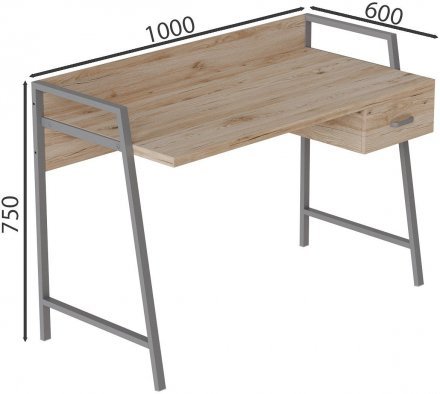 Письмовий стіл Ferrum-decor 750x1000x600 Сірий метал ДСП Дуб Сан-Марино 32 мм (FRD-103430)