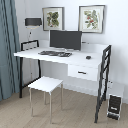 Письмовий стіл Ferrum-decor 750x1000x600 Чорний метал ДСП Біле 32 мм (FRD-103422) Письмовий стіл Ferrum-decor 750x1000x600 Чорний метал ДСП Біле 32 мм (FRD-103422)