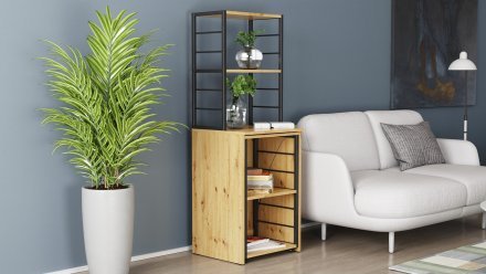 Стіл-тумба трансформер Смарт 3/1 з етажеркою Ferrum-decor 1430x1450x500 Чорний метал ДСП Дуб Артизан 16 мм (FRD-105114) Стіл-тумба трансформер Смарт 3/1 з етажеркою Ferrum-decor 1430x1450x500 Чорний метал ДСП Дуб Артизан 16 мм (FRD-105114)