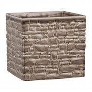 Кашпо для квітів Stone Look кераміка 18" кам'яний куб 63417