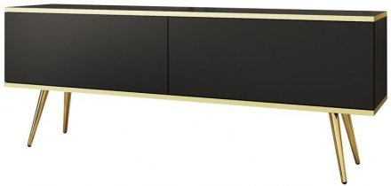 Тумба під телевізор Perfect Home Оро / Oro 2-дверна з золотими ніжками RTV135 Чорний (PFH-091317)