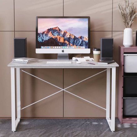 Стіл письмовий Дейв Ferrum-decor 750x1400x700 Білий метал ДСП Бетон 32 мм (FRD-106468) Стіл письмовий Дейв Ferrum-decor 750x1400x700 Білий метал ДСП Бетон 32 мм (FRD-106468)