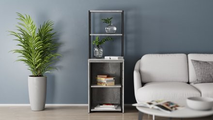 Стіл-тумба трансформер Смарт 3/1 з етажеркою Ferrum-decor 1430x1450x500 Чорний метал ДСП Бетон 16 мм (FRD-105115) Стіл-тумба трансформер Смарт 3/1 з етажеркою Ferrum-decor 1430x1450x500 Чорний метал ДСП Бетон 16 мм (FRD-105115)