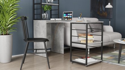 Стіл-тумба трансформер Смарт 3/1 з етажеркою Ferrum-decor 1430x1450x500 Чорний метал ДСП Бетон 16 мм (FRD-105115) Стіл-тумба трансформер Смарт 3/1 з етажеркою Ferrum-decor 1430x1450x500 Чорний метал ДСП Бетон 16 мм (FRD-105115)