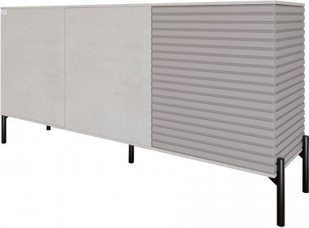 Комод закритий у вітальню на чорних металевих ніжках LION Грей 154x38x76,5 см Бетон Style/Кашемір (LION-041804)