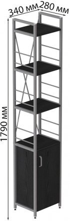 Етажерка 4/34 Ferrum-decor Серії Конект із тумбою 179x34x28 Сірий ДСП Сосна Кембра (FRD-104479)