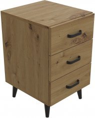 Тумба Віва 3 на конусних ніжках Ferrum-decor 56,5x35x40 Чорний метал ДСП Дуб Артизан 16 мм (FRD-106824)