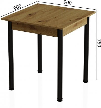 Стіл кухонний Ferrum-decor Агата 75x90x90 Чорний ДСП Дуб Артизан 16мм (FRD-105685)