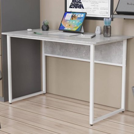 Стіл письмовий Коді Ferrum-decor 75x100x60 Білий метал ДСП Бетон 32 мм (FRD-106583) Стіл письмовий Коді Ferrum-decor 75x100x60 Білий метал ДСП Бетон 32 мм (FRD-106583)