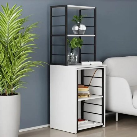 Стіл-тумба трансформер Смарт 3/2 з етажеркою Ferrum-decor 1430x1450x600 Чорний метал ДСП Біле 16 мм (FRD-105116) Стіл-тумба трансформер Смарт 3/2 з етажеркою Ferrum-decor 1430x1450x600 Чорний метал ДСП Біле 16 мм (FRD-105116)