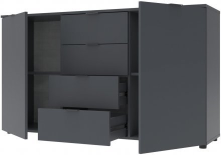 Комод у спальню Doros Рон 5 140х38х81 см Графіт (DRS-011301)