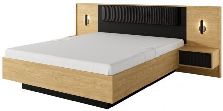 Ліжко (каркас) Perfect Home Балтик / Baltic 160 з м'яким ізголів'ям двоспальне Дуб балтик/чорний (PFH-091380) Ліжко (каркас) Perfect Home Балтик / Baltic 160 з м'яким ізголів'ям двоспальне Дуб балтик/чорний (PFH-091380)