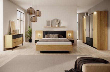 Ліжко (каркас) Perfect Home Балтик / Baltic 160 з м'яким ізголів'ям двоспальне Дуб балтик/чорний (PFH-091380) Ліжко (каркас) Perfect Home Балтик / Baltic 160 з м'яким ізголів'ям двоспальне Дуб балтик/чорний (PFH-091380)