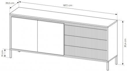 Комод Perfect Home Сенсо / Senso 2-дверний з 3 шухлядами 2D3S/187 Беж (PFH-091108)