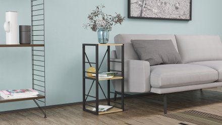 Етажерка 3/34 Ferrum-decor Серії Конект 73x34x28 чорний ДСП Дуб Сонома 16мм (FRD-104292)