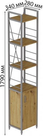 Етажерка 4/34 Ferrum-decor Серії Конект з тумбою 179x34x28 Сірий ДСП Артизан (FRD-104482)