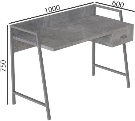 Письмовий стіл Ferrum-decor Комфорт 750x1000x600 Сірий метал ДСП Бетон 32 мм (FRD-103435)
