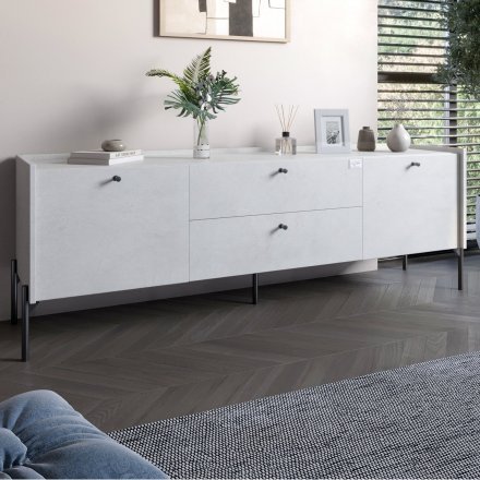 Тумба під телевізор з шухлядами LION Wood з чорними ніжками 160х65х40 см Бетон style (LION-043123) Тумба під телевізор з шухлядами LION Wood з чорними ніжками 160х65х40 см Бетон style (LION-043123)